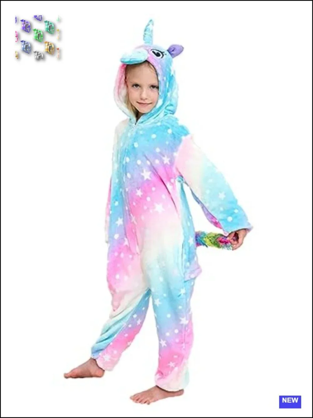Unisex Kids Unicorn Onesie Pajamas Costume Fleece Hooded Jumpsuit